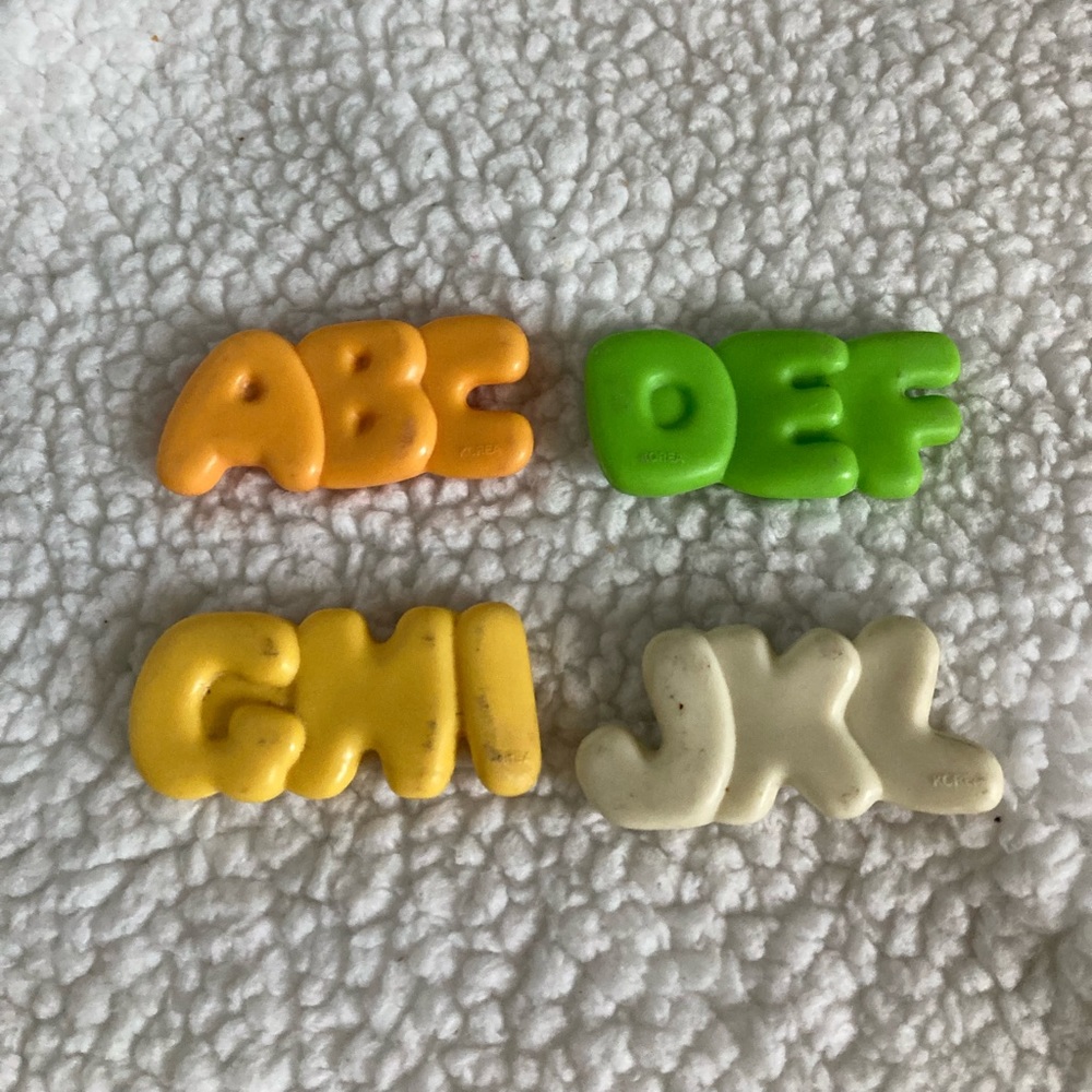Vintage Fisher Price Pretend Food alphabet
Letters